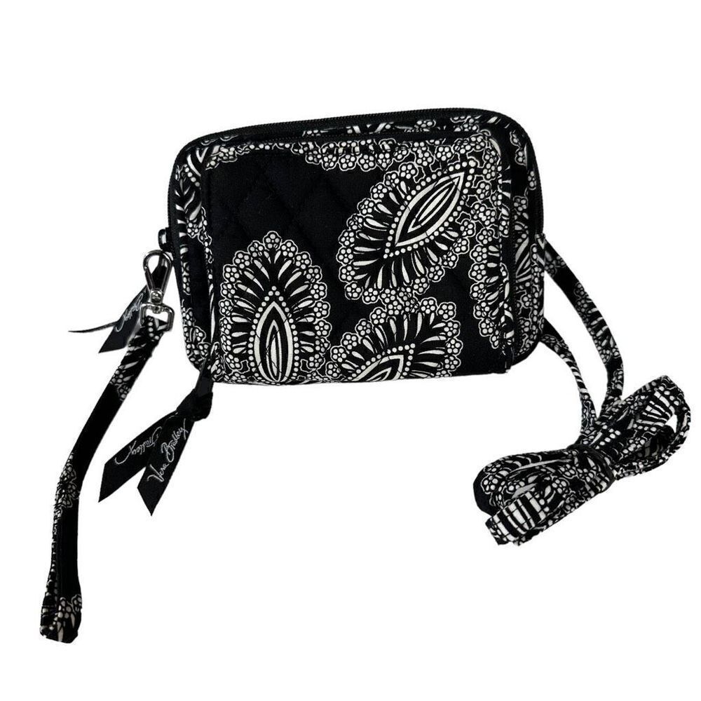 Vera Bradley Black Bianca Bouquet Crossbody Wallet